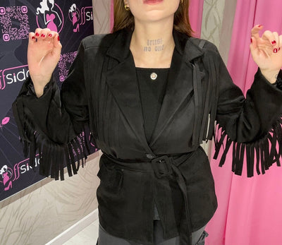 Giacca scamosciata con frange